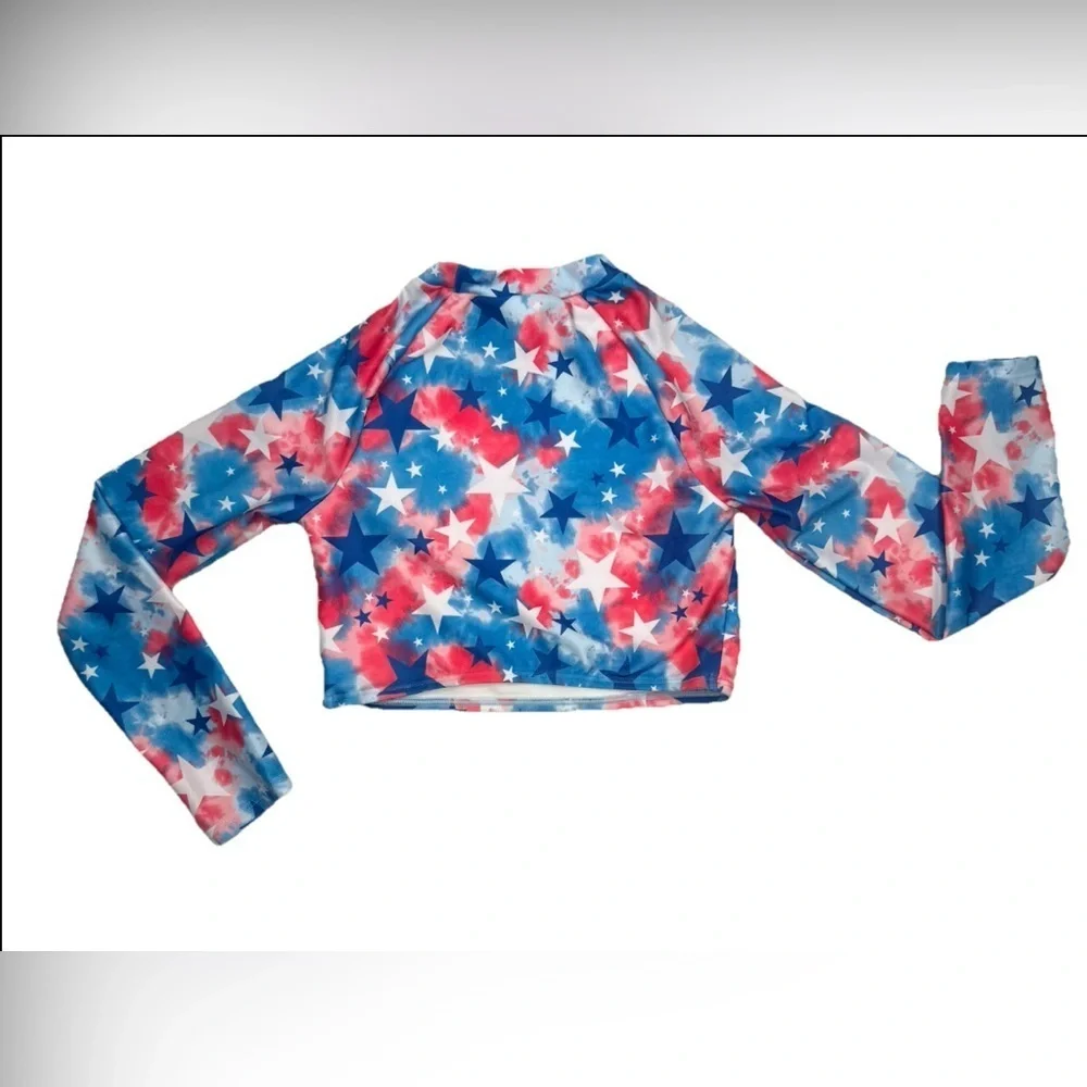 Cat And Jack Swim Top  Girls Kids Size Medium 8 Blue Red White Stars